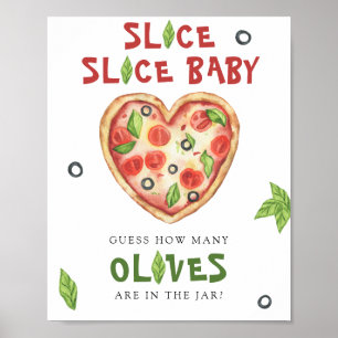 Pizza Babydusche - raten Sie, wie viele Oliven es Poster