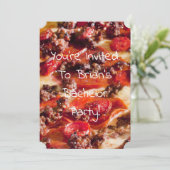 Pizza-Bachelor-Party mit Wurst Einladung (Stehend Vorderseite)