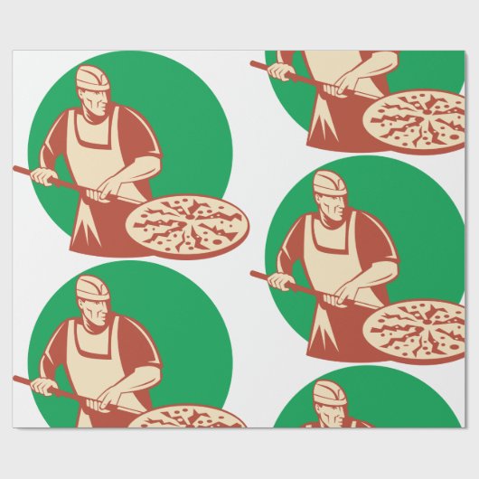Pizza Baker Wrapping Paper Geschenkpapier (Flach)