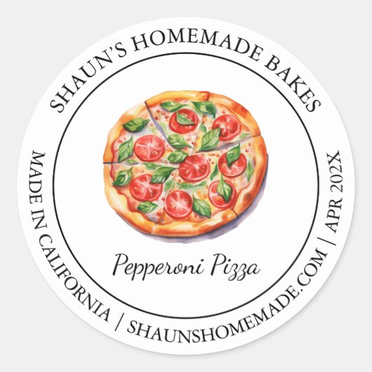 Pizza Baking Modernes Label Runder Aufkleber (Vorderseite)