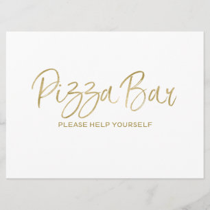 "Pizza Bar" Hochzeitsschild   Stylisch Golden Einladung