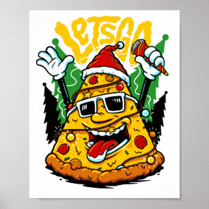 Pizza Baum Weihnachtslichter Frohe Krustmas Weihna Poster