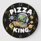 Pizza Beats: Cartoon Character Groooding with Head Große Wanduhr (Vorderseite)