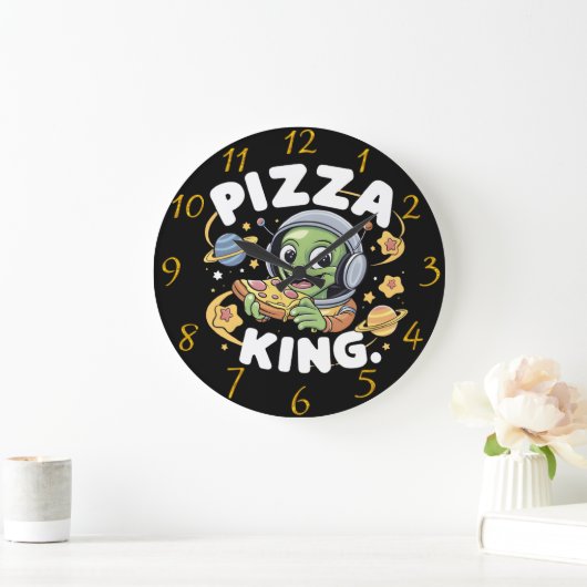 Pizza Beats: Cartoon Character Groooding with Head Große Wanduhr (Zuhause)