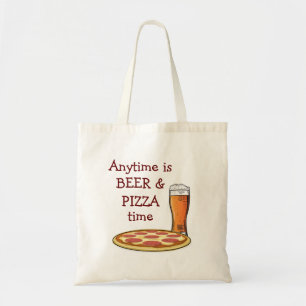 PIZZA BEER ANYTIME Cartoon Tragetasche