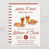 Pizza & Beer Before Baby ist da! Babyparty Einladung (Vorne/Hinten)