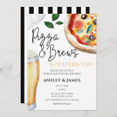 Pizza & Beer Diapers Lässige Paare Kinderdusche Einladung (Vorne/Hinten)