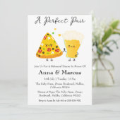 Pizza & Beer ein perfektes Brautessen Einladung (Stehend Vorderseite)