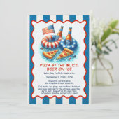 Pizza Beer Pool Party Einladung am Arbeitstag (Stehend Vorderseite)
