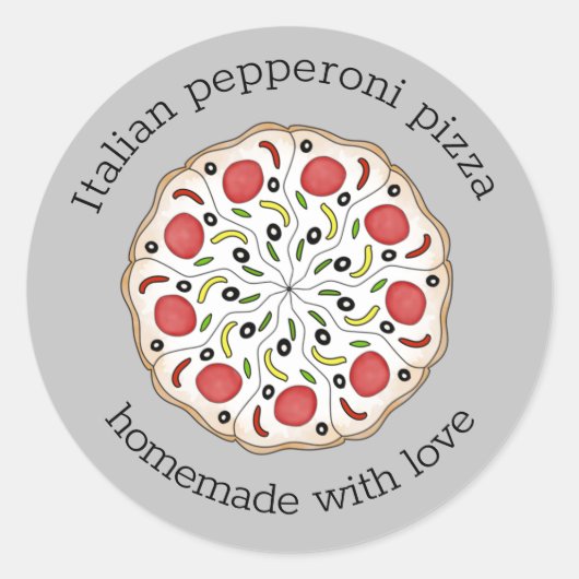 Pizza benutzerdefinierter Text klassischer runder Aufkleber (Vorderseite)