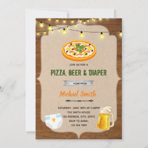 Pizza Bier Dusche Einladung