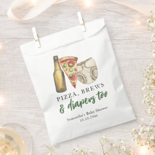 Pizza, Bier und auch Windeln Babyparty Geschenktütchen