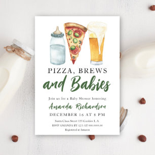 Pizza, Bier und Babys - Babyparty Einladung