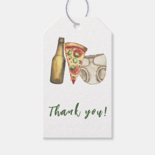 Pizza, Bier und Windeln auch Baby Shower Danke Geschenkanhänger