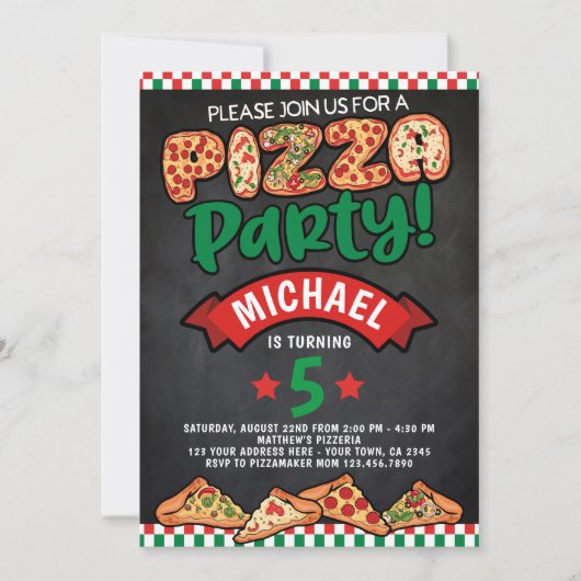 Pizza Birthday Einladung (Vorderseite)