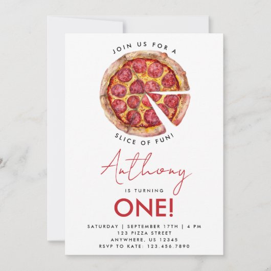 Pizza Birthday Einladung (Vorderseite)