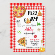 Pizza Birthday Invitation, Pizza Invitation,