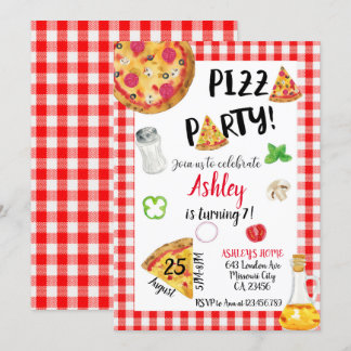 Pizza Birthday Invitation, Pizza Invitation, Einladung