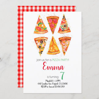 Pizza Birthday Invitation, Pizza Invitation, Einladung