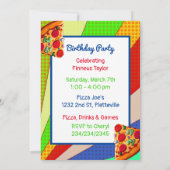 Pizza Birthday Party | Anime Boy mit Pizza Einladung (Rückseite)