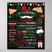 Pizza Birthday Party Chalkboard Poster (Vorne)