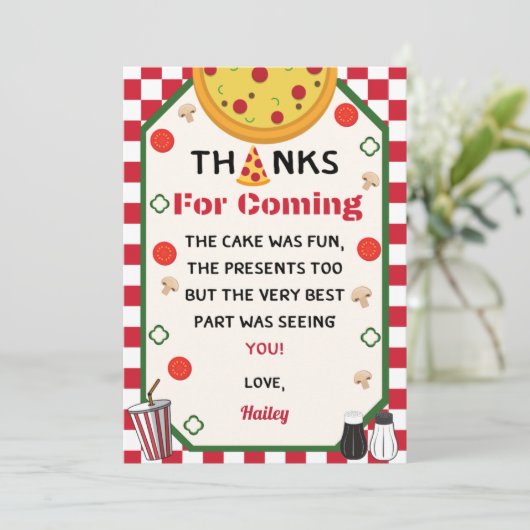 Pizza Birthday Party Danke (Stehend Vorderseite)