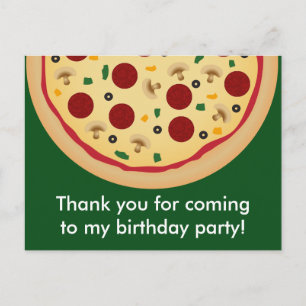 Pizza Birthday Party Danke Postkarte