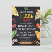 Pizza Birthday Party Einladung (Stehend Vorderseite)