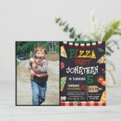 Pizza Birthday Party Einladung (Stehend Vorderseite)