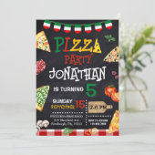 Pizza Birthday Party Einladung (Stehend Vorderseite)