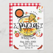 Pizza Birthday Party Einladung (Vorne/Hinten)
