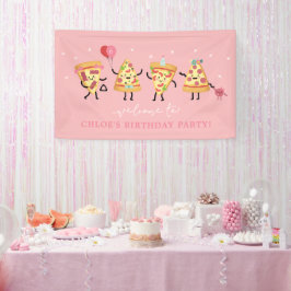 Pizza Birthday Party, Moderne Niedliche Pizza Slic Banner