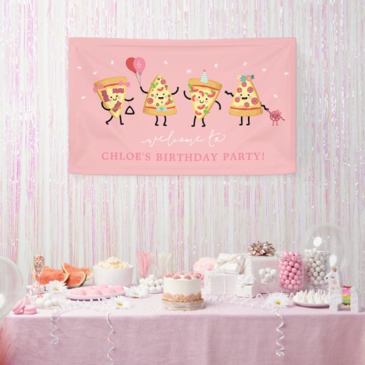 Pizza Birthday Party, Moderne Niedliche Pizza Slic Banner (Party)