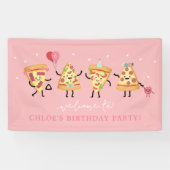Pizza Birthday Party, Moderne Niedliche Pizza Slic Banner (Horizontal)