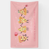 Pizza Birthday Party, Moderne Niedliche Pizza Slic Banner (Vertikal)