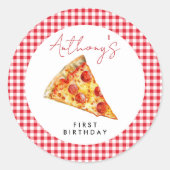 Pizza Birthday Runder Aufkleber (Vorderseite)