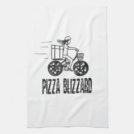 Pizza Blizzard Bike Courier Driver Geschirrtuch (Vertikal)
