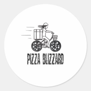 Pizza Blizzard Bike Courier Driver Runder Aufkleber