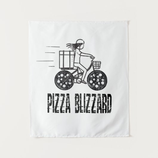Pizza Blizzard Bike Courier Driver Wandteppich (Vorderseite)