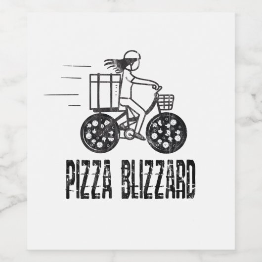 Pizza Blizzard Bike Courier Driver Weinetikett (Einzelnes Label)