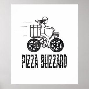 Pizza-Blizzard-Fahrradkurierfahrer Poster
