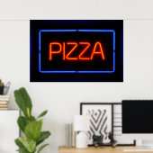 PIZZA Blue & Red Neon Sign Poster (Heimbüro)
