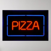 PIZZA Blue & Red Neon Sign Poster (Vorne)