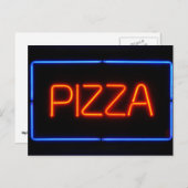 PIZZA Blue & Red Neon Sign Postkarte (Vorne/Hinten)