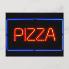 PIZZA Blue & Red Neon Sign Postkarte