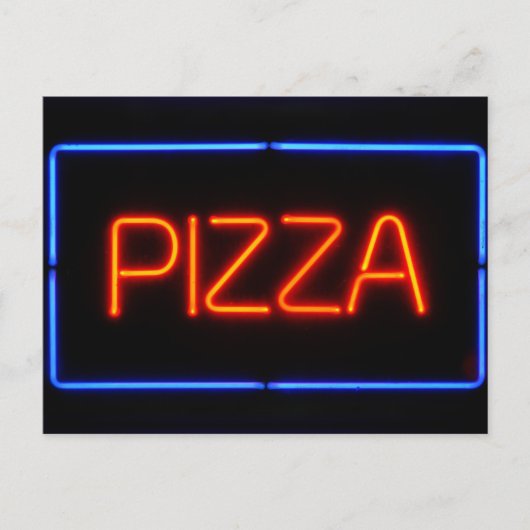 PIZZA Blue & Red Neon Sign Postkarte (Vorderseite)