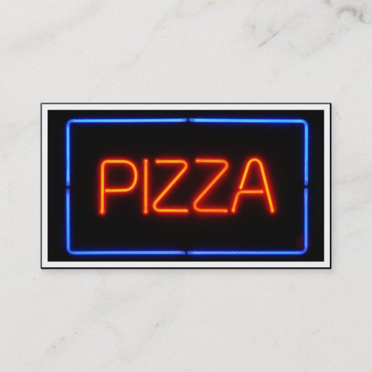 PIZZA Blue & Red Neon Sign Visitenkarte (Vorderseite)