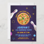 Pizza Bowling Fun Geburtstagsparty Einladung (Vorderseite)