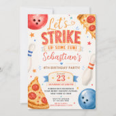 Pizza-Bowling-Geburtstagseinladung Einladung (Vorderseite)
