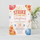 Pizza-Bowling-Geburtstagseinladung Einladung (Stehend Vorderseite)